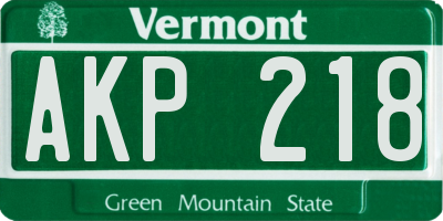 VT license plate AKP218