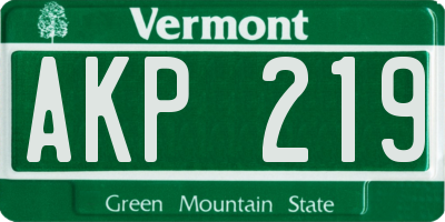 VT license plate AKP219