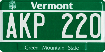 VT license plate AKP220