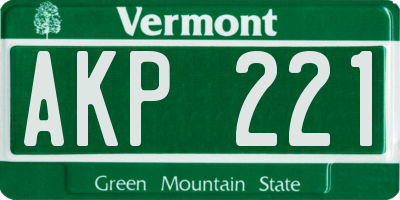 VT license plate AKP221