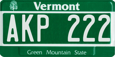 VT license plate AKP222