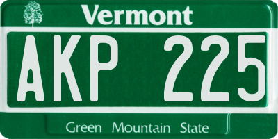VT license plate AKP225