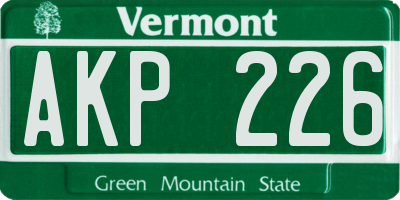VT license plate AKP226