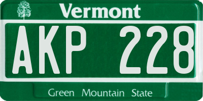 VT license plate AKP228