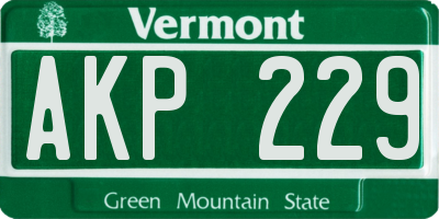 VT license plate AKP229