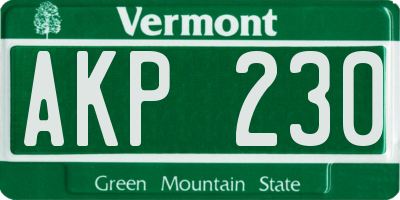 VT license plate AKP230