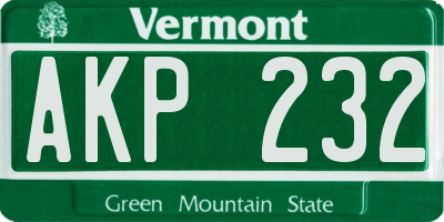VT license plate AKP232