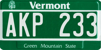 VT license plate AKP233