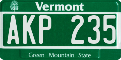 VT license plate AKP235