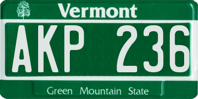 VT license plate AKP236