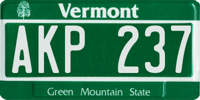 VT license plate AKP237