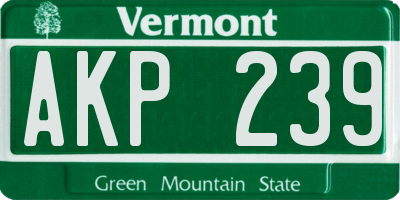 VT license plate AKP239