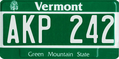 VT license plate AKP242