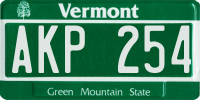 VT license plate AKP254