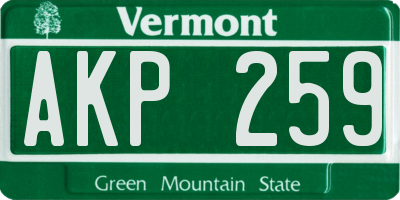 VT license plate AKP259