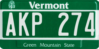 VT license plate AKP274