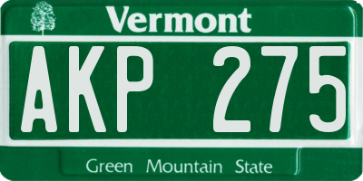 VT license plate AKP275