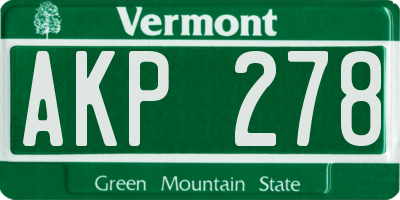 VT license plate AKP278