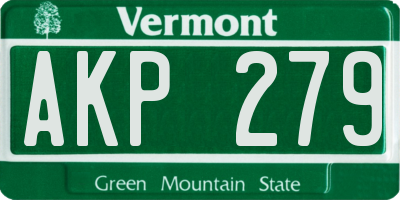 VT license plate AKP279