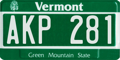 VT license plate AKP281