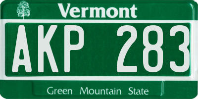 VT license plate AKP283