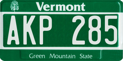 VT license plate AKP285