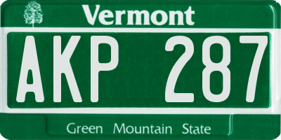 VT license plate AKP287