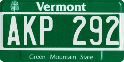 VT license plate AKP292