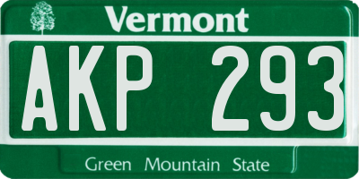 VT license plate AKP293