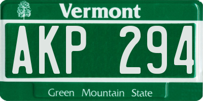 VT license plate AKP294