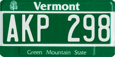 VT license plate AKP298
