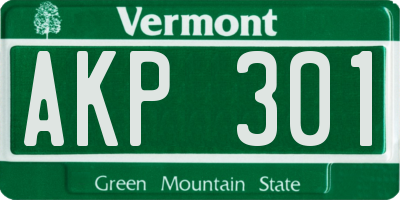 VT license plate AKP301
