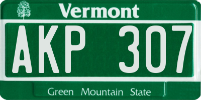 VT license plate AKP307