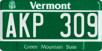 VT license plate AKP309