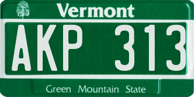 VT license plate AKP313