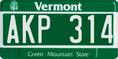 VT license plate AKP314
