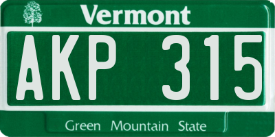 VT license plate AKP315