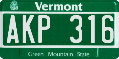 VT license plate AKP316