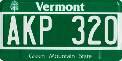 VT license plate AKP320