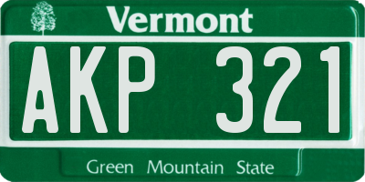 VT license plate AKP321
