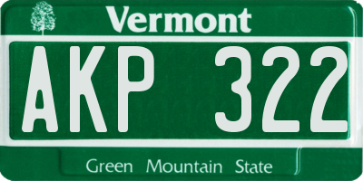 VT license plate AKP322