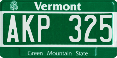 VT license plate AKP325