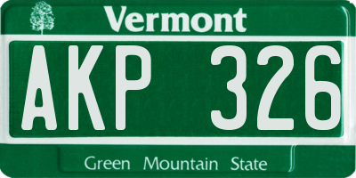 VT license plate AKP326