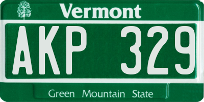 VT license plate AKP329