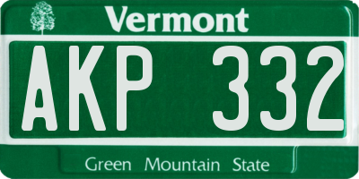 VT license plate AKP332