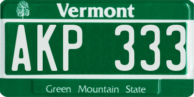 VT license plate AKP333
