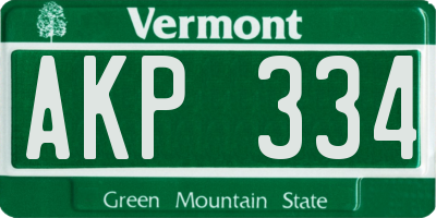 VT license plate AKP334