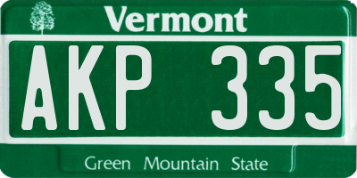 VT license plate AKP335