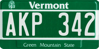 VT license plate AKP342