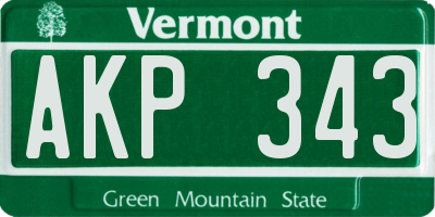 VT license plate AKP343